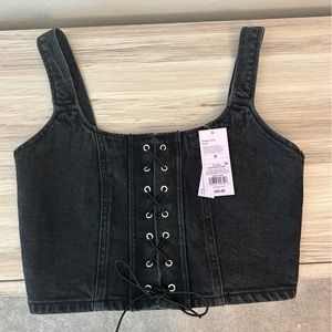 Black denim tied up tank